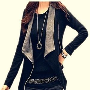 Womens Black/Grey Light Asymmetrical Zipper Jacket